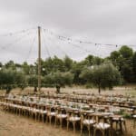 long dining tables at wedding