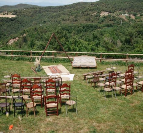 wedding area in open field