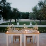 table decorated for a wedding at masseria muntibianchi