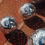 Image of disco balls on floor at wedding venu Las Cicadas, Ibiza