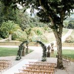 empty wedding chairs at venue