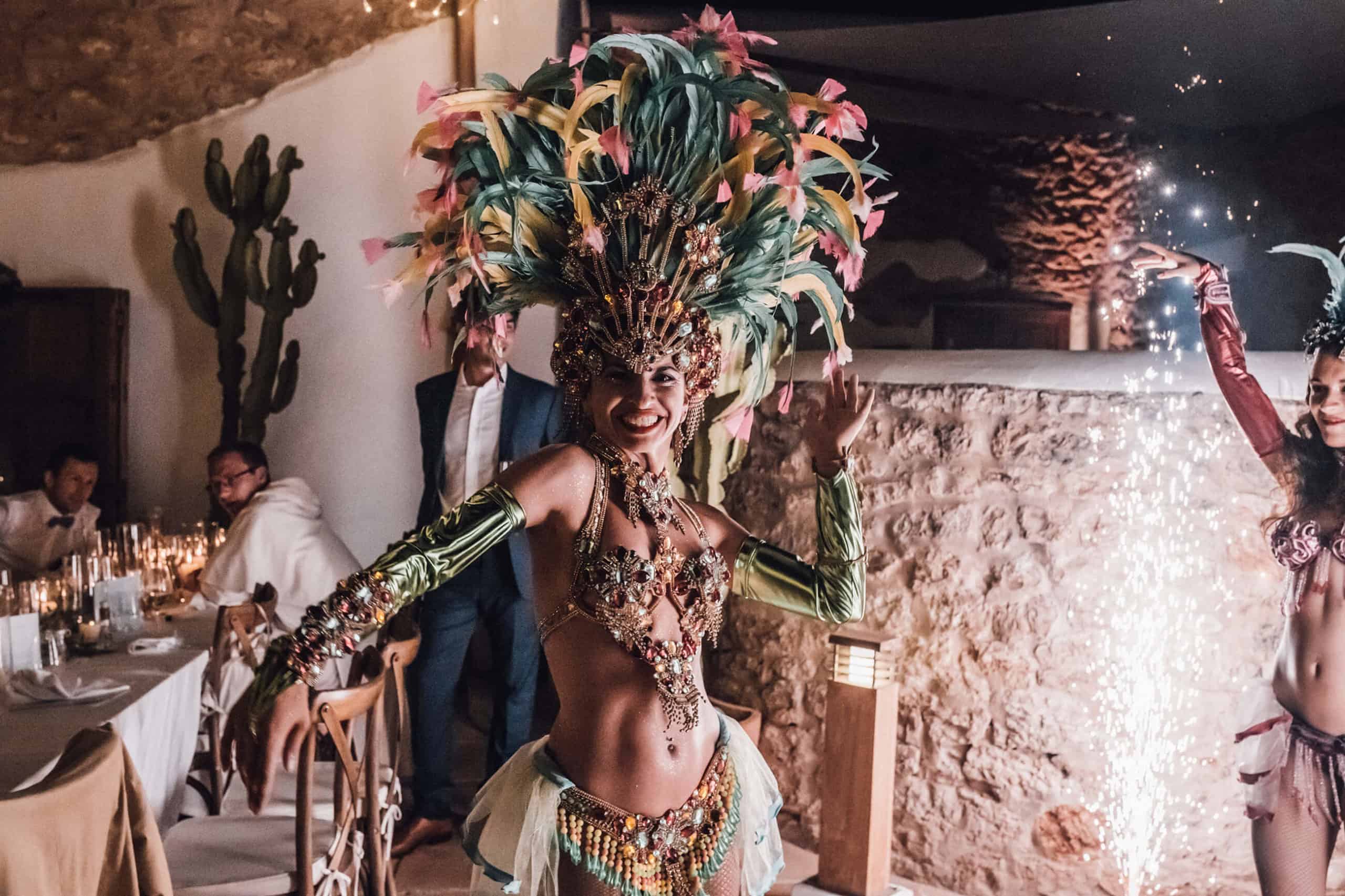 colourful dancer at a wedding party