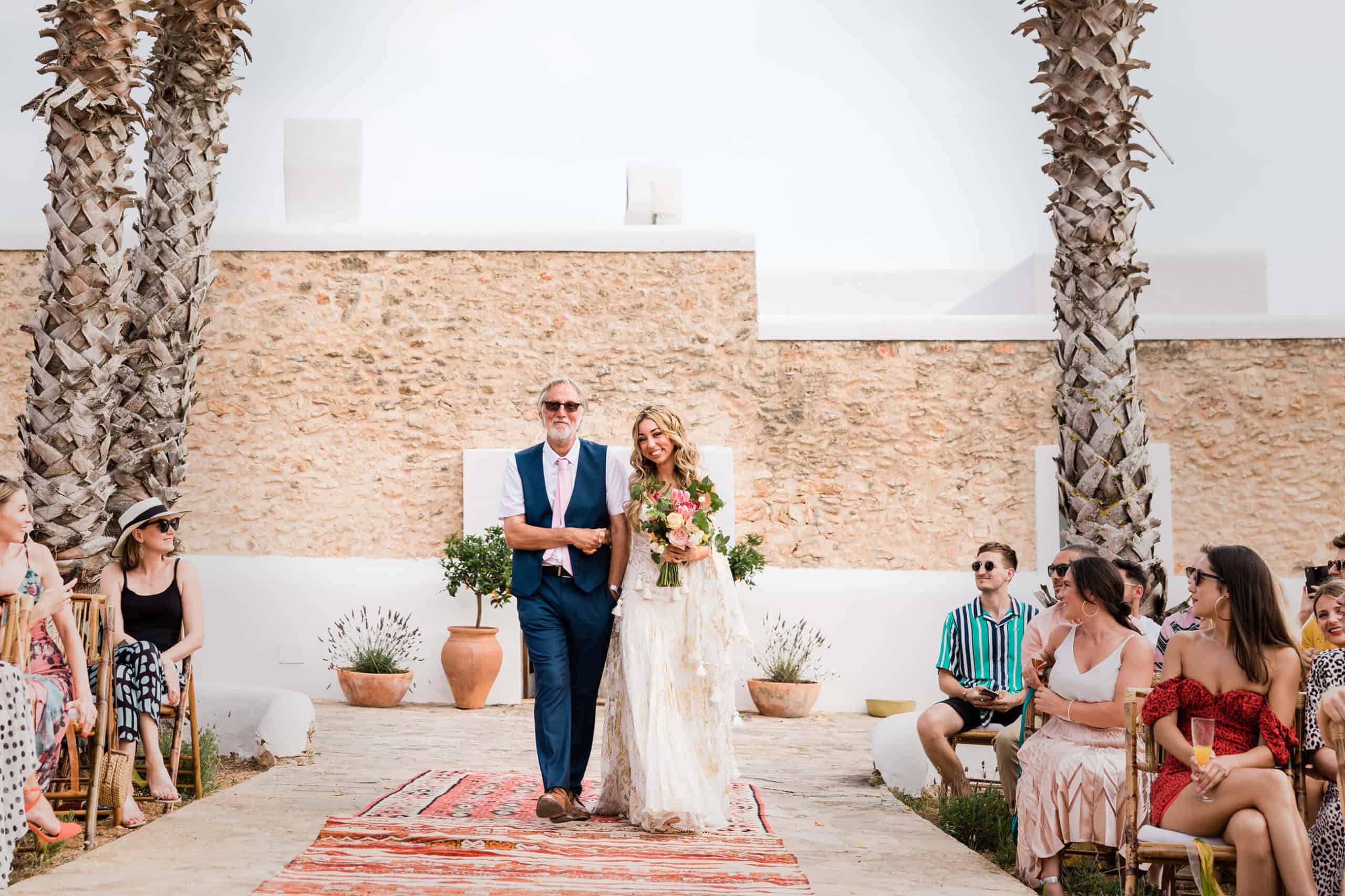 bride and father of the bride at ibiza wedding