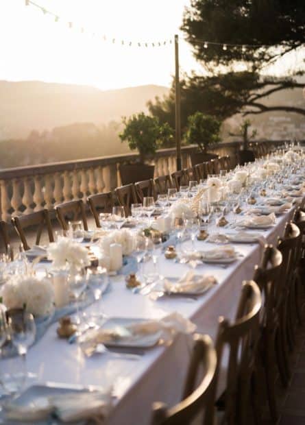 neatly arranged wedding dining table