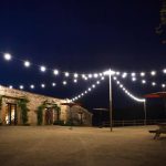 well lit outdoor wedding venue at night