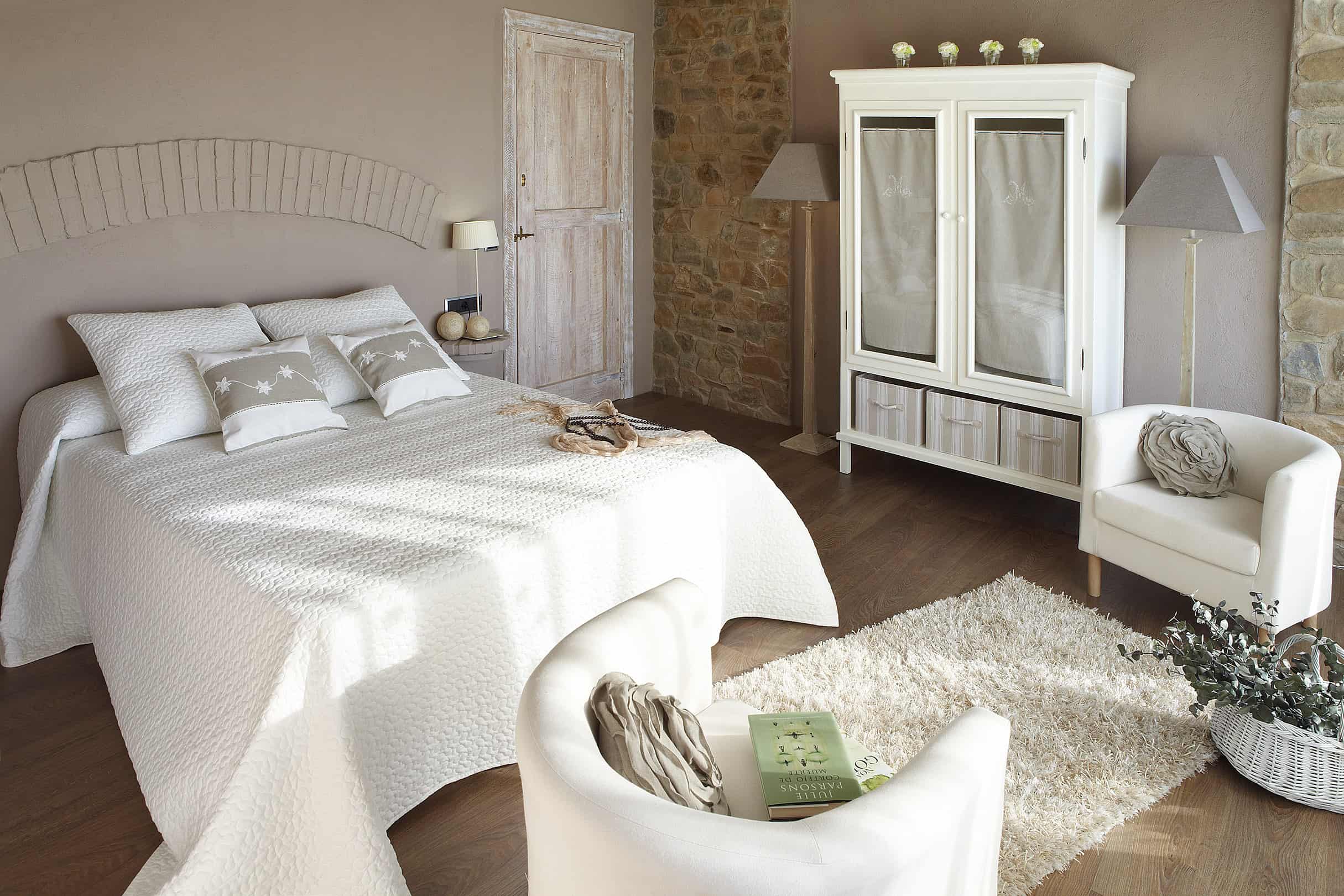 bedroom with white furnishings