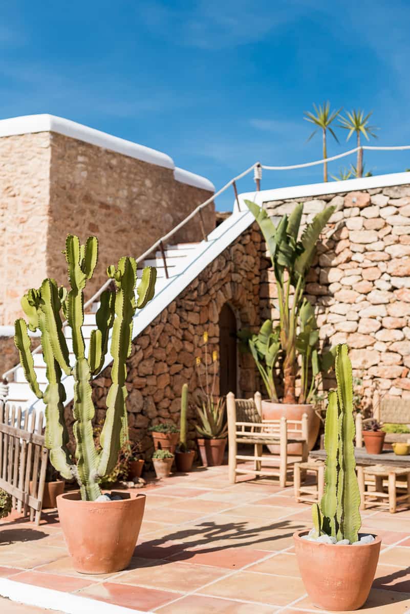stone wedding venue with cacti