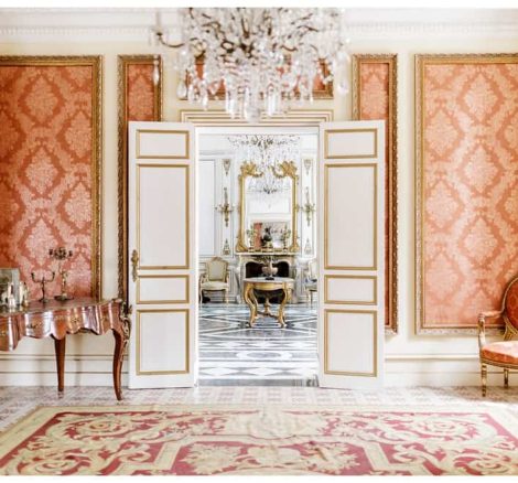 elegant interior room of chateau robernier wedding castle