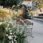 chairs arranged outside italian wedding villa