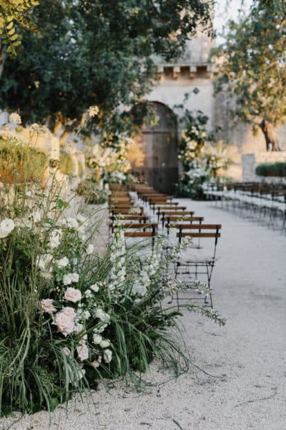 chairs arranged outside italian wedding villa