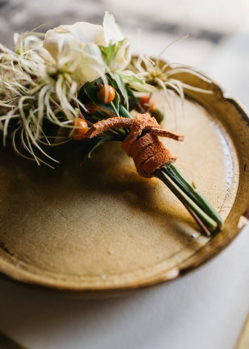 bouquet on a plate