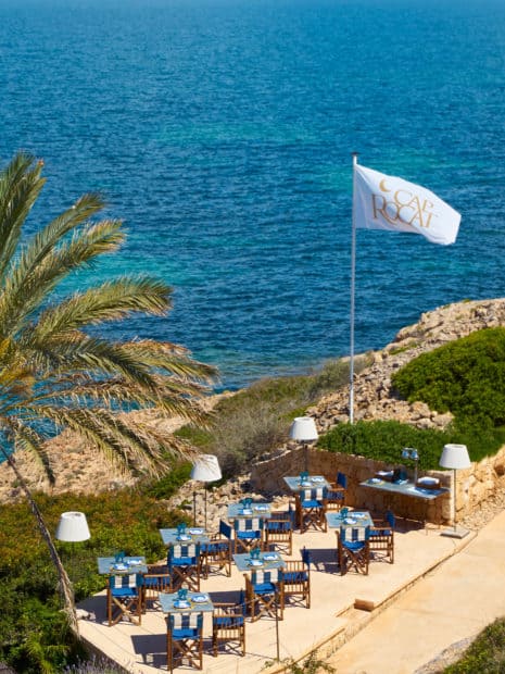 cap rocat wedding venue beach restaurant with flag flying in the wind