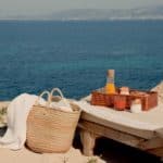 aperitif looking out to sea from a subbed at Cap Rocat Wedding Venue in Mallorca Spain