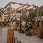 patio at honeyli hill with wedding decorations