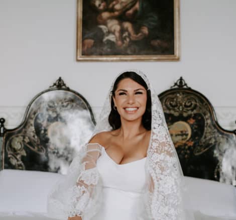 smiling bride at italian wedding venue