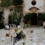 flowers and candles at wedding in sicily