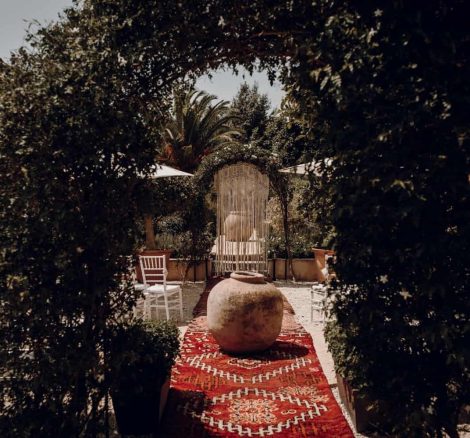 ceremony area in the garden at casa la siesta spanish wedding venue