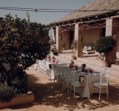 white wedding table set up out of the sun spanish wedding venue casa la siesta