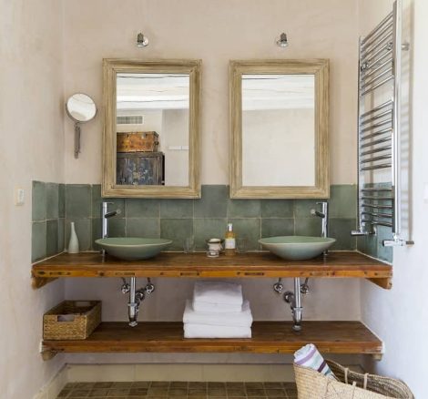 white wood bathroom mirrors at spanish wedding venue casa la siesta in spain