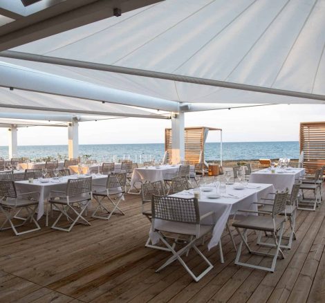 seaside dining area at puglia wedding destination