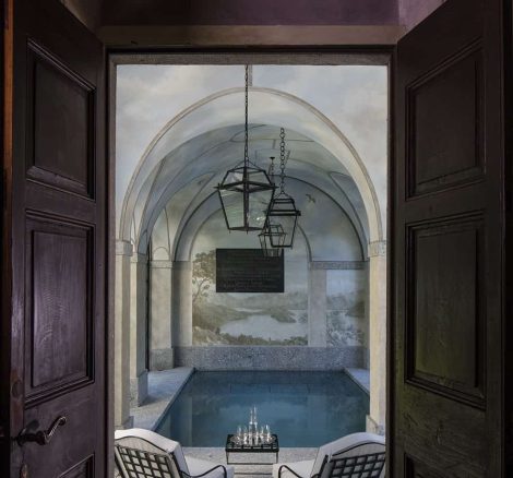 indoor swimming pool at villa balbiano wedding venue
