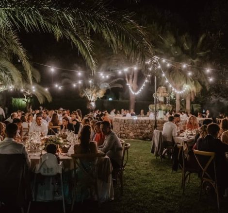 mallorca wedding with guests sat outdoors