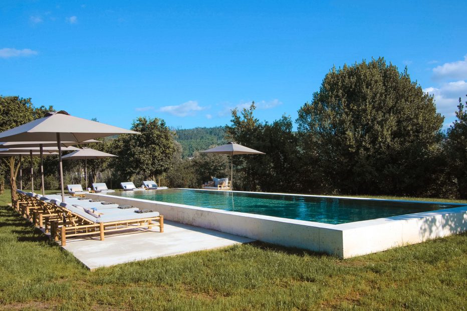 rectangular pool area at terra rosa country house and vineyards wedding venue in portugal