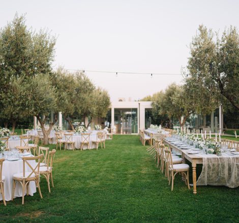 One of the many Ceremony set ups available on the grounds of Masseria Don Luigi, on of the best wedding venues in Italy.