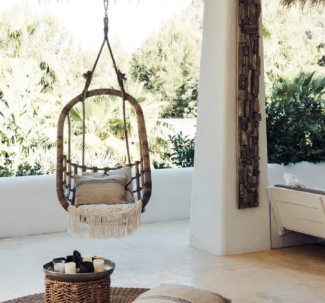 hanging egg chair at ibiza wedding venue pure house