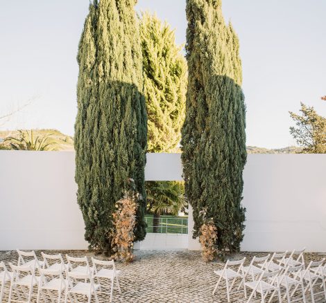 outdoor ceremony set up at wedding venue casa sacoto in portugal