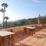 tables with incredible view out over surrounding farmland at wedding venue in mallorca san son Andreau