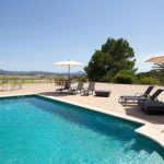clean pool which looks out over the surrounding countryside views at wedding venue in mallorca san son Andreau