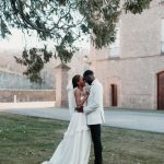 beautiful bride and groom at unique industrial wedding venue colonia rusinol