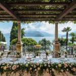 Wedding table laid up overlooking Lake Como at Villa Cipressi a unique wedding venue in Italy