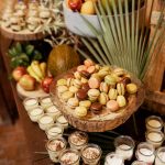 Dessert assortment of macarons and fruit at Spanish wedding venue Villa Catalina