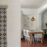 portuguese mosaic tiles and dining area inside wedding venue casa sacoto in portugal