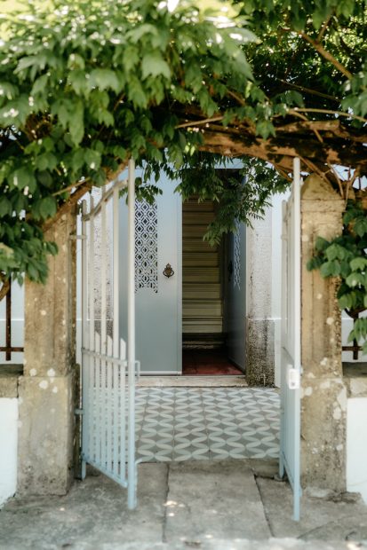 tiled entrance through an open doorway at wedding venue casa sacoto in portugal