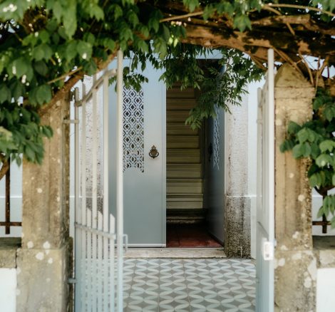 tiled entrance through an open doorway at wedding venue casa sacoto in portugal