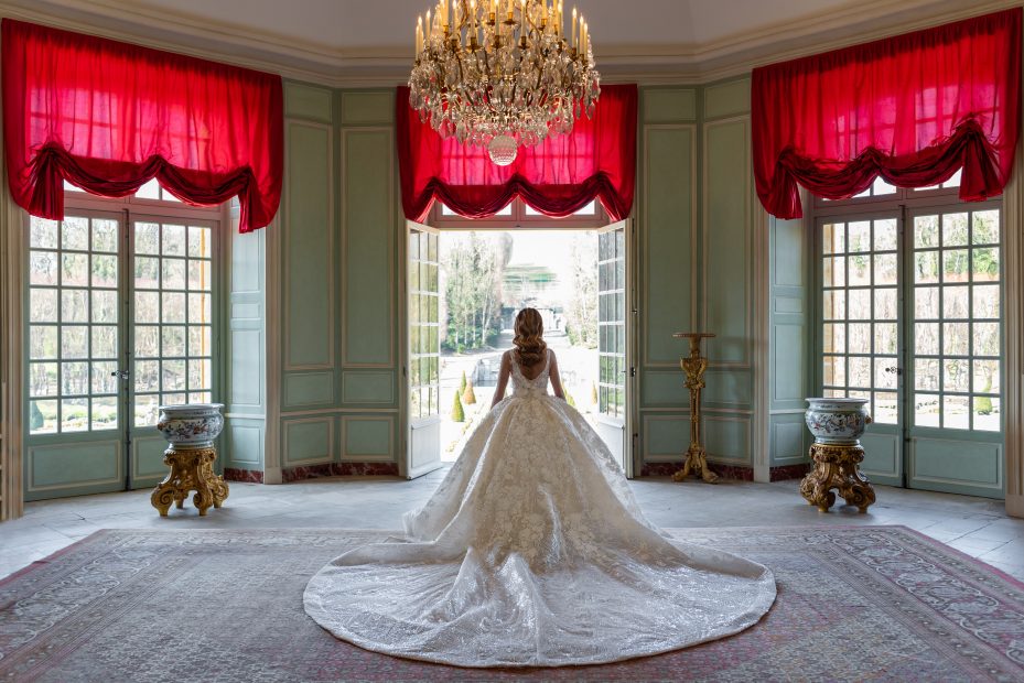 Bride at stunning French destination wedding venue, Chateau de Villette
