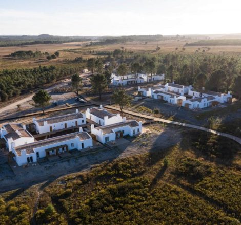 aerial shot of craveiral farmhouse in portugal