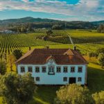 the white historic exterior of terra rosa country house and vineyards wedding venue in portugal