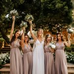 bride and her bridal party at Son Doblons wedding venue in mallorca spain