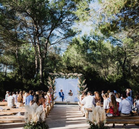 outdoor wedding ceremony at ca na xica wedding venue in ibiza
