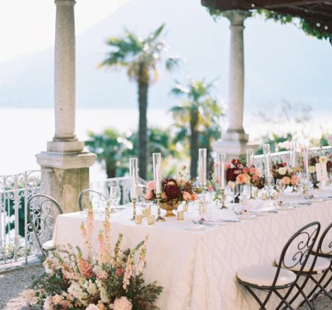 incredible styled wedding tables at lake como wedding venue Villa Cipressi