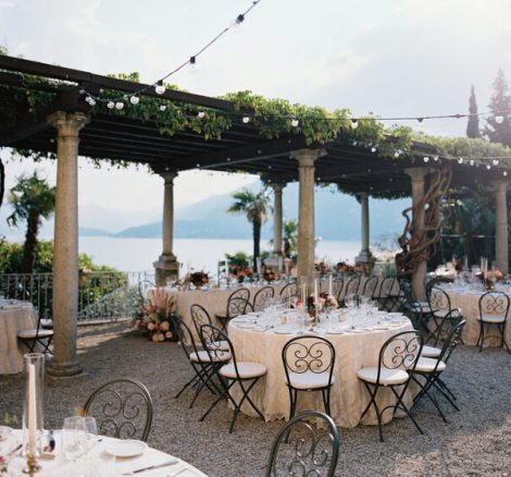 Wedding tables laid up for a summer wedding at lake como wedding venue Villa Cipressi