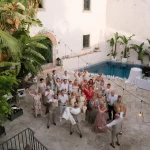 Image taken from balcony of guests at wedding at wedding venue Masia Victoria