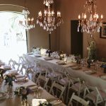 two white rectangular dining tables for a wedding at spanish wedding venue Masia Victoria