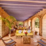 exterior seating area for wedding guests to sit at wedding venue in mallorca