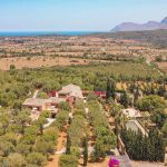 aerial footage above son doblons aerial shot above the grounds of son doblons wedding venue in mallorca