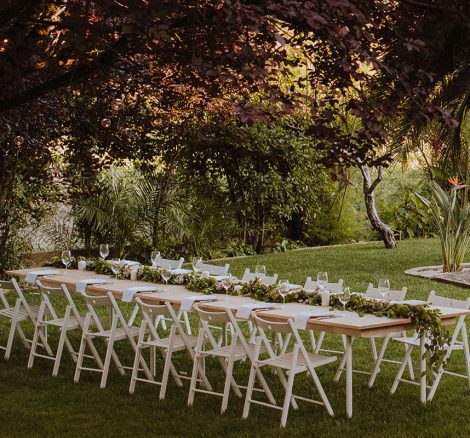 outdoor wedding tables set up for small wedding at portugal wedding venue casa sacoto